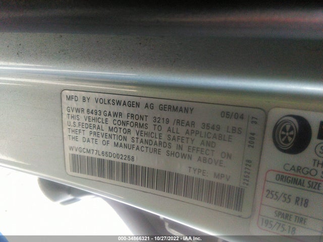 WVGCM77L65D002258 Volkswagen Touareg