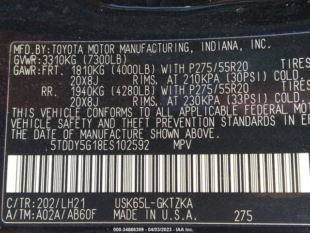 2014 Toyota Sequoia, VIN: 5TDDY5G18ES102592