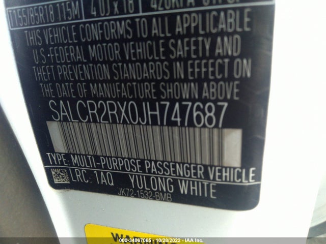 2018 Land Rover Discovery, VIN: SALCR2RX0JH747687