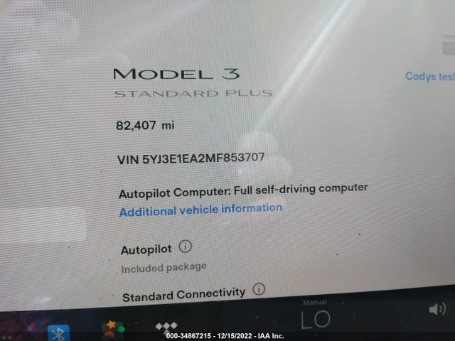 Tesla MODEL 3 2021 5YJ3E1EA2MF853707 Image 11
