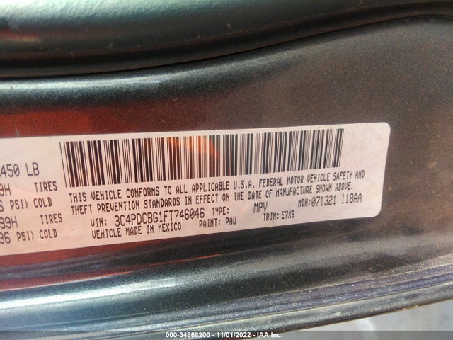 Dodge Journey Sxt 2015 3C4PDCBG1FT746046 Image 9