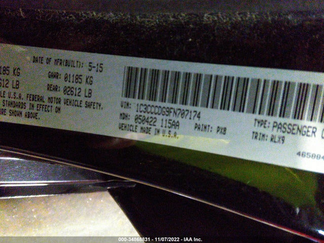 2015 Chrysler 200, VIN: 1C3CCCDG9FN707174
