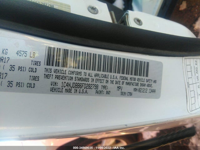 Jeep Compass Sport 2015 1C4NJDBB6FD282798 Image 10