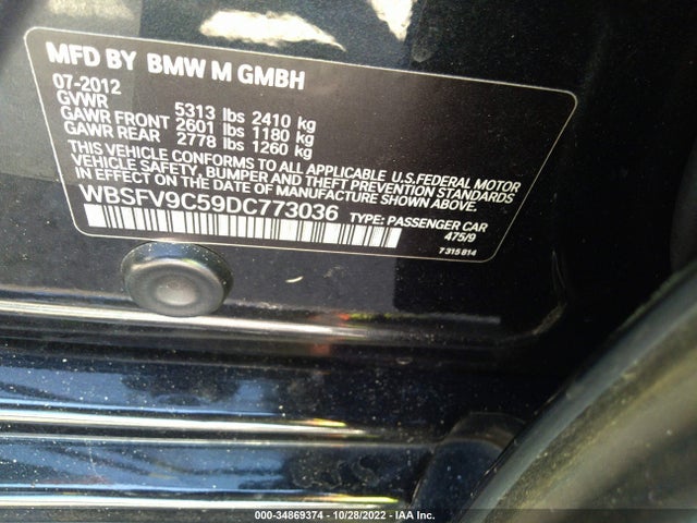 BMW M5 2013 WBSFV9C59DC773036 Image 10