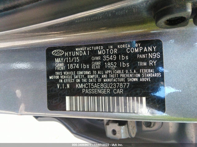Hyundai ACCENT SE 2016 KMHCT5AE8GU237877 Image 10