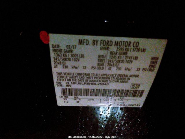 2LMPJ8LR0HBL25343 Lincoln Mkx Reserve