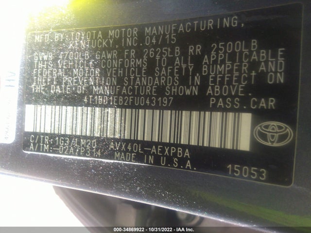 2015 Toyota Avalon, VIN: 4T1BD1EB2FU043197