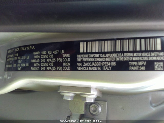 Jeep Renegade Altitude 2017 ZACCJABB7HPE84186 Image 9