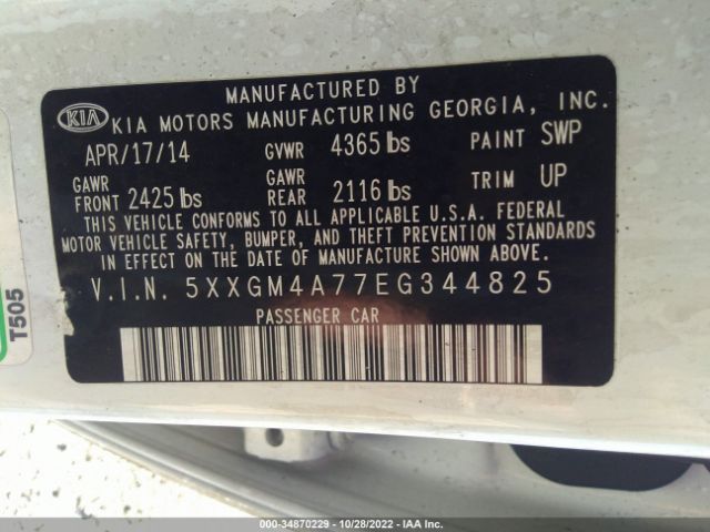 5XXGM4A77EG344825 KIA Optima Lx