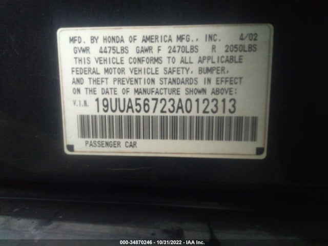 19UUA56723A012313 Acura Tl W/navigation System