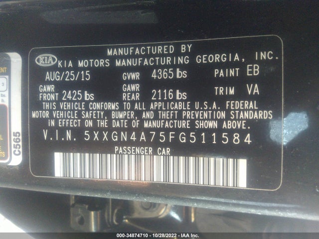 KIA Optima 2015 5XXGN4A75FG511584 Image 9