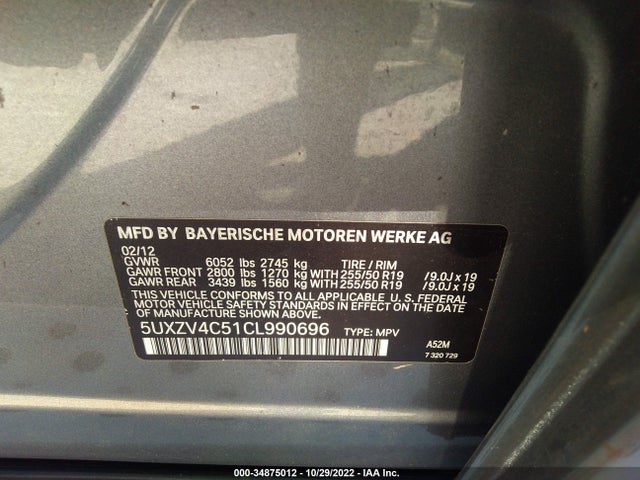 BMW X5 2012 5UXZV4C51CL990696 Image 9