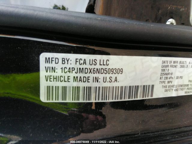 1C4PJMDX6ND509309 Jeep Cherokee Limited