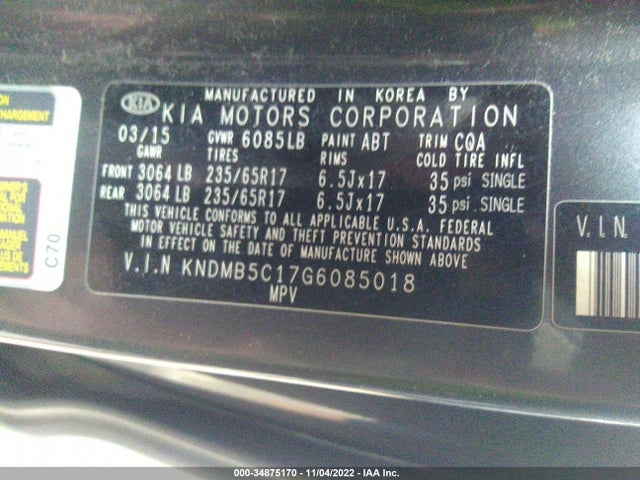 2016 Kia Sedona, VIN: KNDMB5C17G6085018