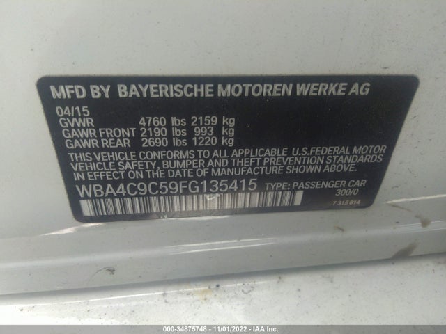 2015 BMW 4 Series, VIN: WBA4C9C59FG135415