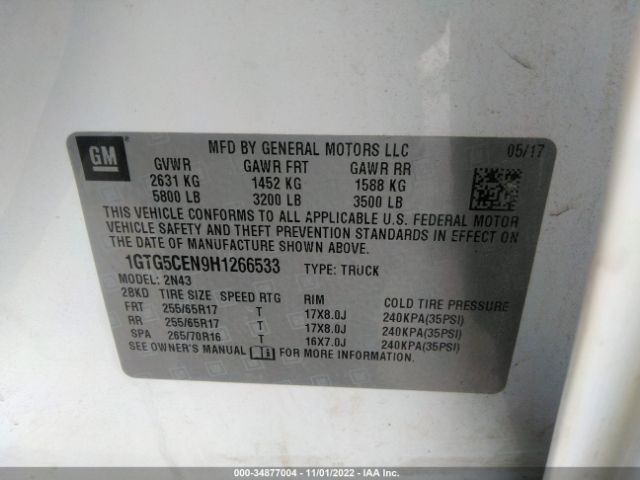 1GTG5CEN9H1266533 GMC CANYON SLE