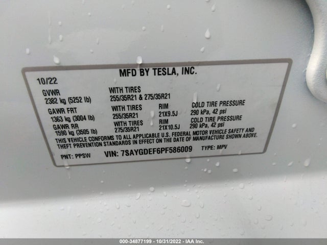 2023 Tesla Model Y, VIN: 7SAYGDEF6PF586009