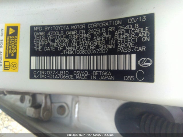 Lexus Es 350 4dr Sdn 2013 JTHBK1GG8D2067207 Image 10