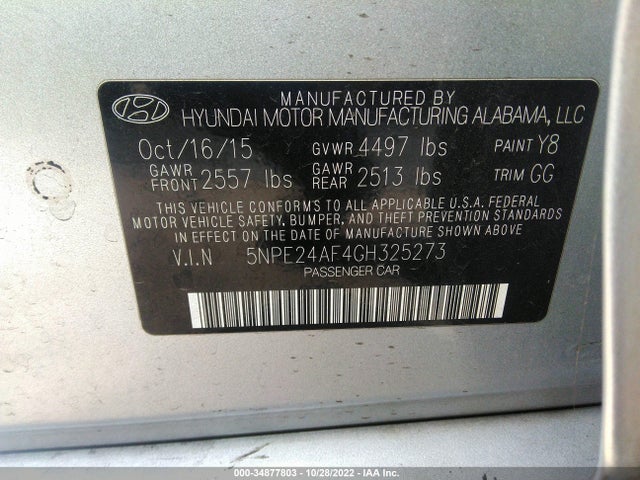 Hyundai Sonata 2.4l Se 2016 5NPE24AF4GH325273 Image 9