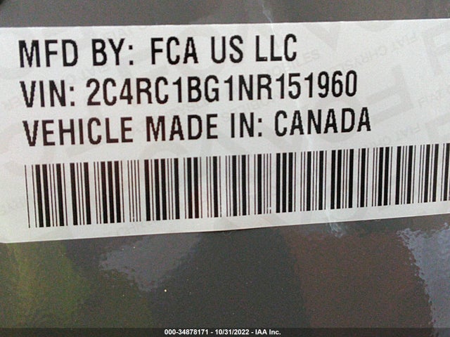 2C4RC1BG1NR151960 Chrysler Pacifica Touring L
