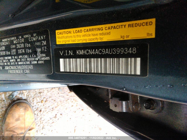 2010 HYUNDAI ACCENT GLS VIN: KMHCN4AC9AU399348