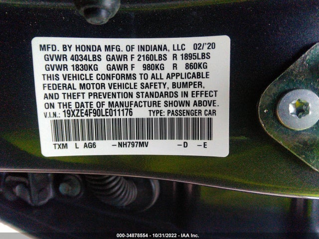 2020 Honda Insight, VIN: 19XZE4F90LE011176