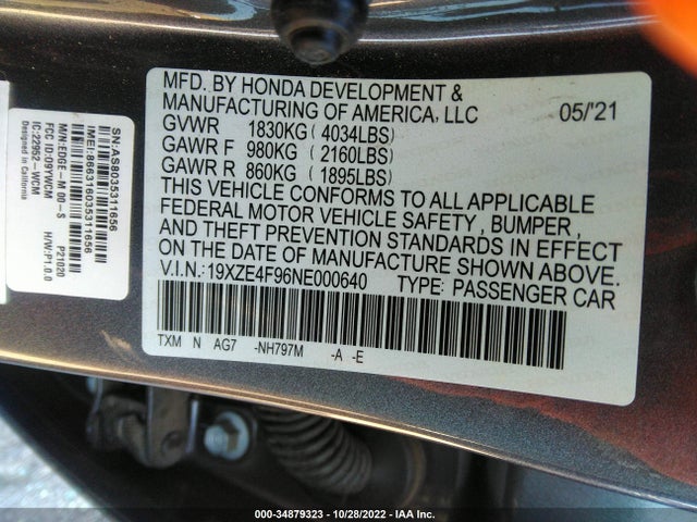 2022 Honda Insight, VIN: 19XZE4F96NE000640