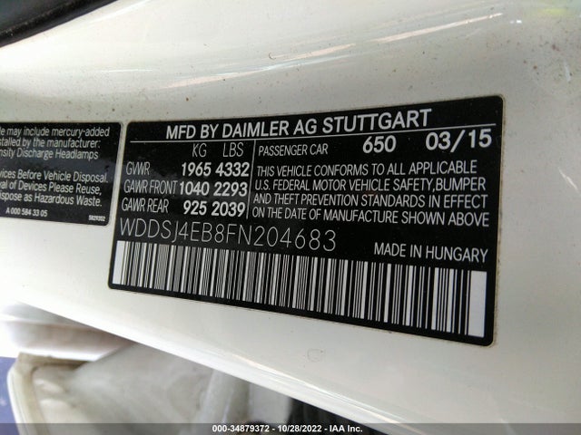 2015 Mercedes-Benz CLA-Class, VIN: WDDSJ4EB8FN204683