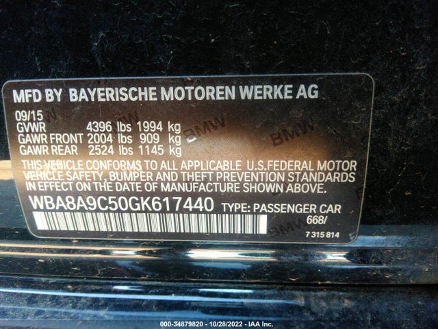 BMW 3 Series 2016 WBA8A9C50GK617440 Image 9