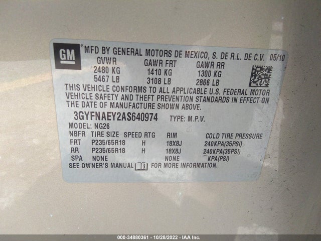 Cadillac SRX 2010 3GYFNAEY2AS640974 Image 10