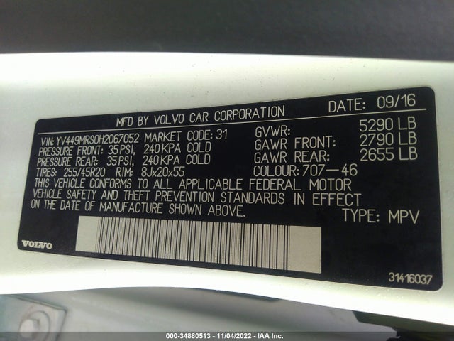 Volvo XC60 2017 YV449MRS0H2067052 Image 9