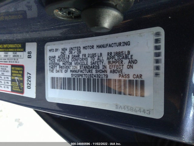 2009 PONTIAC VIBE W/1SB VIN: 5Y2SP67019Z432179