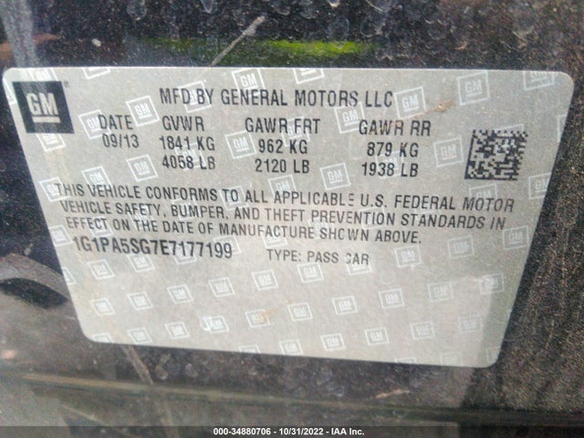 Chevrolet CRUZE LS 2014 1G1PA5SG7E7177199 Image 11