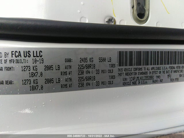 2020 Jeep Cherokee, VIN: 1C4PJMLN1LD553991