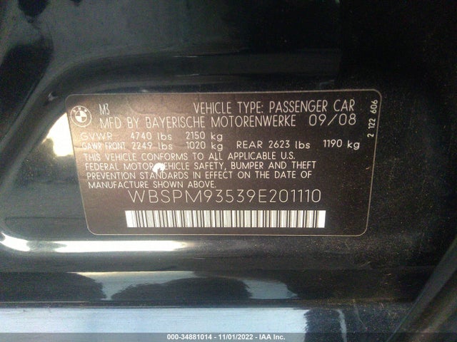 BMW M3 2009 WBSPM93539E201110 Image 11
