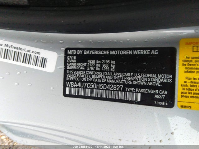 BMW 4 Series 430i 2017 WBA4U7C50H5D42827 Image 10