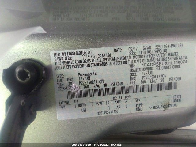 2017 Ford C-Max, VIN: 1FADP5EUXHL110074