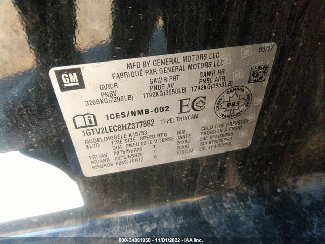 GMC SIERRA 1500 2017 1GTV2LEC8HZ377882 Image 9