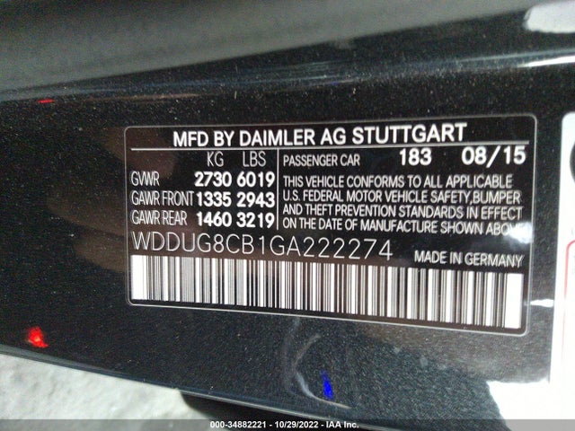 2016 Mercedes-Benz S-Class, VIN: WDDUG8CB1GA222274