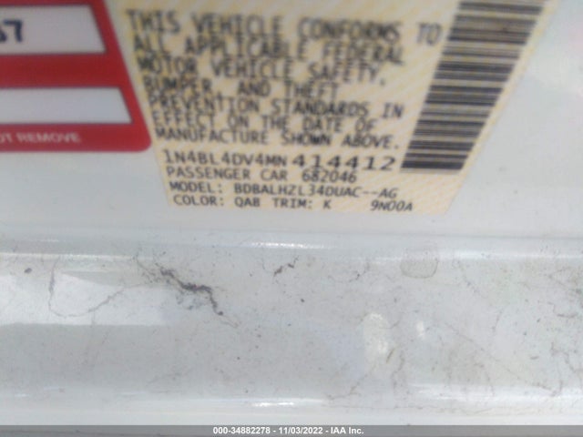 Nissan Altima 2.5 Sv 2021 1N4BL4DV4MN414412 Image 10