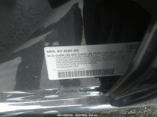 2022 Audi A3, VIN: WAUHUDGY7NA103151