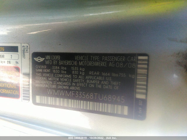 WMWMF33568TU68945 Mini COOPER HARDTOP