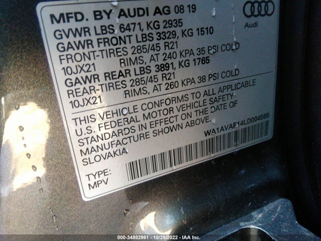 2020 Audi Q8, VIN: WA1AVAF14LD004569
