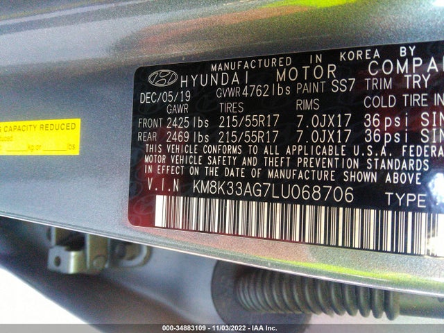 2020 Hyundai Kona, VIN: KM8K33AG7LU068706