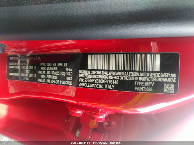 2019 Fiat 500X, VIN: ZFBNFYB10KP776148