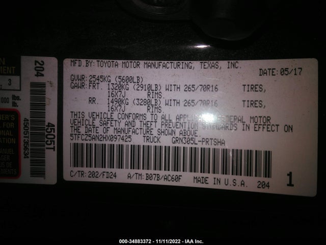 2017 Toyota Tacoma, VIN: 5TFCZ5AN2HX097425