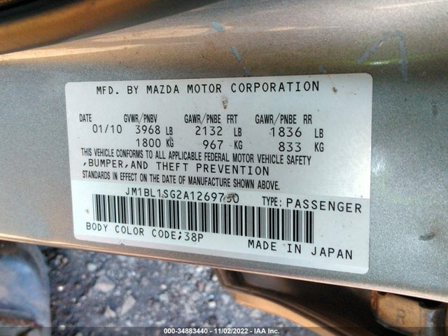 2010 MAZDA MAZDA3 I TOURING VIN: JM1BL1SG2A1269760