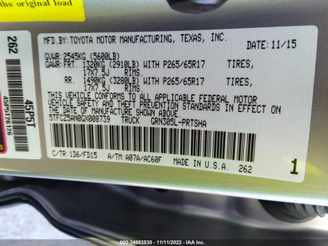 2016 Toyota Tacoma, VIN: 5TFCZ5AN0GX008739