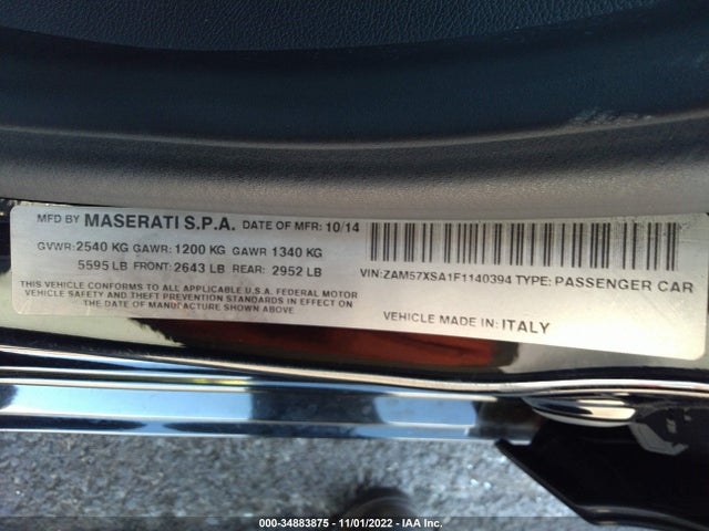 2015 Maserati Ghibli, VIN: ZAM57XSA1F1140394