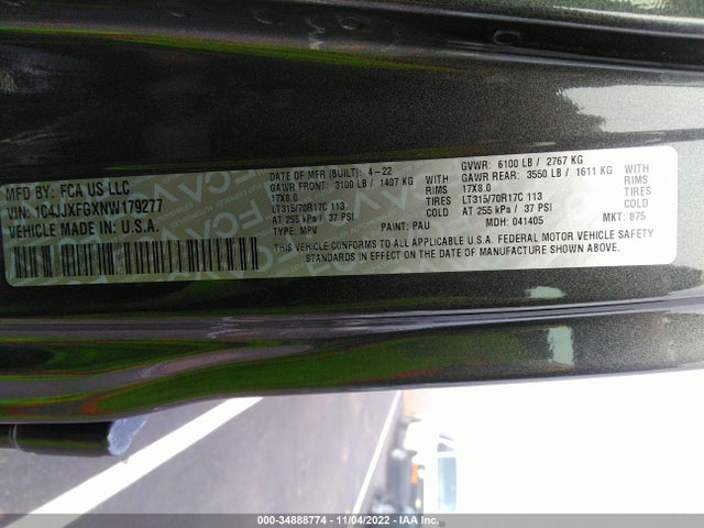 2022 Jeep Wrangler, VIN: 1C4JJXFGXNW179277